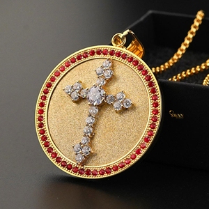 Moda chapada en oro plata esterlina 925 Iced Out Cruz colgante collar laboratorio cultivado diamantes lujo Hip Hop joyería declaración regalo - Product Image 2