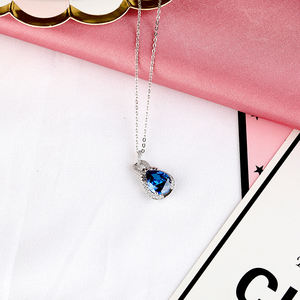 Collana con Pendente a Goccia in Argento Sterling 925 con Zircone Blu, Gioiello Elegante per Outfit da Cerimonia - Product Image 6