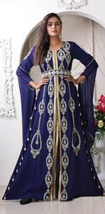 Lussuoso <span class=keywords><strong>caftano</strong></span> da donna Dubai ricamato <span class=keywords><strong>elegante</strong></span> musulmano Abaya marocchino perline lunghe <span class=keywords><strong>caftano</strong></span> - Product Image 4