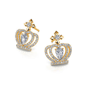 Boucles d'oreilles pendantes Jeulia Queen Crown Pear Cut - Argent sterling plaqué or rose avec quartz - Product Image 3