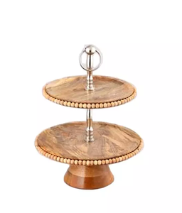 Support de gâteau de service moderne utilisé pour la fête de mariage, hôtel et maison, décor de service de gâteau de couleur naturelle, design moderne, porte-gâteaux en bois - Product Image 5