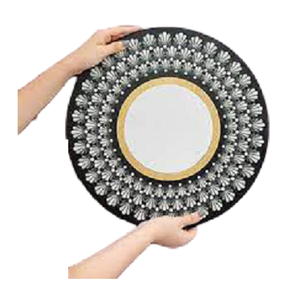 Art mural enduit de poudre noire arrondie de luxe dernière conception miroir mural pour la décoration de salon anniversaire de mariage et cadeau - Product Image 1