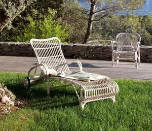 Luca Sun lounger อลูมิเนียมและหวายสังเคราะห์ในเสร็จสีขาว - Product Image 1