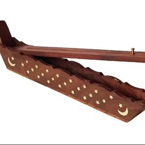 Quemador de Incienso de Madera Hecho a Mano, Ecológico y Estético, con Diseño para Decoración del Hogar y Hoteles, Material de Bambú/Acacia, Recolector de Cenizas - Product Image 1