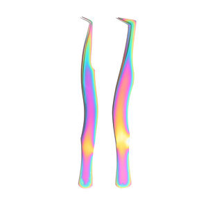 Pince à cils en acier avec prise en diamant, couleurs personnalisées, logo personnalisé, volume à angle de 90 degrés, vente en gros - Product Image 5