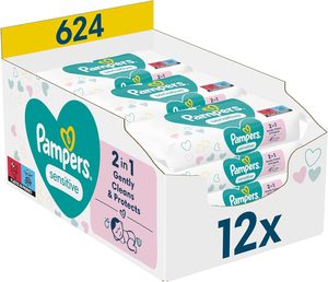 Lingettes féminines en coton pour bébés sensibles 624 (12 x 52) non parfumées pour un nettoyage doux et délicat - Product Image 1