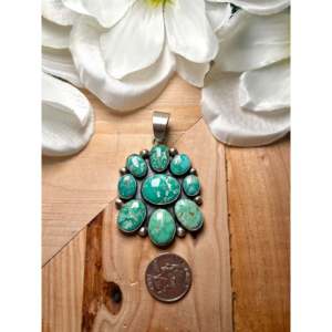 Pendentif artisanal en argent sterling avec variscite Broken Arrow de Kathleen Livingston, serti en clos, incrustation or rose, numéroté - Product Image 2