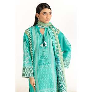 Élégant ensemble 3 pièces vert imprimé pour femme, orné de diamants, grande taille, longueur genou, style modeste, idéal pour les dîners et les fêtes de jour XS-ODM - Product Image 3