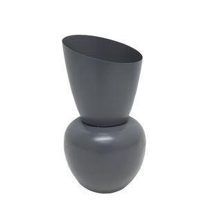 Florero de Metal de gran diseño con acabado gris para el hogar y la boda, decoración de mesa, jarrón de Metal personalizado hecho a mano - Product Image 5