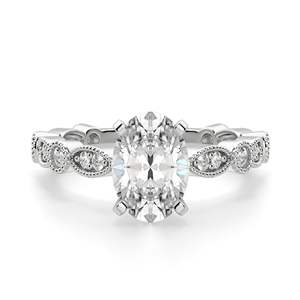 แหวนหมั้นทรงรีเพชรเลี้ยงในห้องปฏิบัติการ ดีไซน์น่ารัก ทองคำขาว สไตล์วินเทจ สำหรับผู้หญิง - Product Image 6