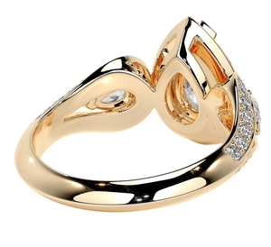 3,50 quilates pera corte laboratorio cultivado diamante estilo Art Deco anillo de bodas joyería fina para mujer 14K oro rosa - Product Image 3