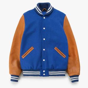 Chaqueta de béisbol para hombre con logotipo personalizado OEM, cálida para invierno, manga de lana de alta calidad, cuello levantado frontal, personalizable - Product Image 1