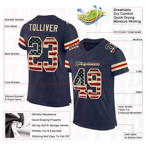 Maillot de football américain en stock, vêtements de sport de haute qualité, maillot d'équipe de club, maillot de match sur le terrain, logo personnalisé, nom, maillot en polyester et mesh - Product Image 2