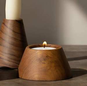 Porte-bougie en bois massif écologique fait main, 5 pouces de haut, qualité supérieure, pour Noël - Product Image 2