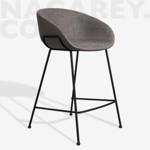 Tabouret de bar Aitor en acier de qualité avec tissu de couleur grise pour meuble de bar - Product Image 2