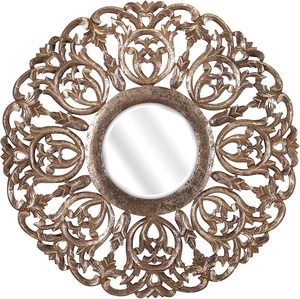 Espejo de pared de madera hecho a mano, espejo decorativo asequible para sala de estar, dormitorio y decoración del hogar, 60x60 cm, la mejor calidad - Product Image 1