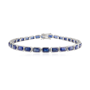 Pulsera de Tenis de Oro Blanco Sólido de 18K con Zafiro Azul, Diseño Simple Hecho a Mano, Joyería de Piedras Preciosas Personalizada al por Mayor - Product Image 1