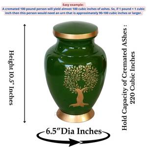 Urna de cremación de árbol verde para cenizas humanas, contenedor de metal para cenizas, urna funeraria para papá - Product Image 3