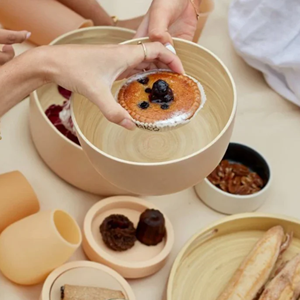 Tazón de servicio redondo elegante rosa de Color de tendencia al mejor precio, tazón de comida de bambú hilado ecológico al por mayor de Vietnam - Product Image 5