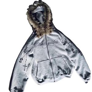 เสื้อฮู้ดดี้พิมพ์ลายตามสั่งสำหรับผู้ชาย ผ้าฝ้าย 100% ไม่มีเชือก ทรงโอเวอร์ไซส์ หนานุ่ม สไตล์ครอป โดดเด่นไม่ซ้ำใคร สตรีทแวร์ ซิป ลดราคา - Product Image 1