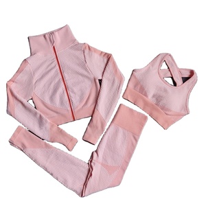 Women's Halter Cowl Neck 3-Piece Yoga Set Full-Length Seamless Spandex/Nylon Sport Gym Wear with Quick Dry & Breathable Features - Product Image 1