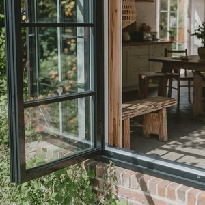 Aluminum Kitchen Security Window Folding Sliding Style Anti-Thief Anodized Powder Coated Finish Louver <b>Curtain</b> Casement Door - Product Image 1