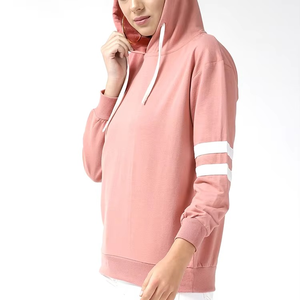 Sweat à capuche d'hiver pour femme en molleton français, coupe ample, poids lourd, manches longues rayées, grande taille, 100% coton, personnalisé - Product Image 6