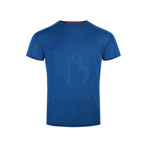T-shirt 100% coton pour hommes, coupe ajustée, col rond de haute qualité avec ourlet incurvé, logo personnalisable, tissu tricoté, manches personnalisées - Product Image 1