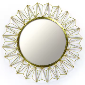 Espejo de pared de metal redondo de lujo moderno, forma personalizable, decoración montada en la pared para el hogar - Product Image 1
