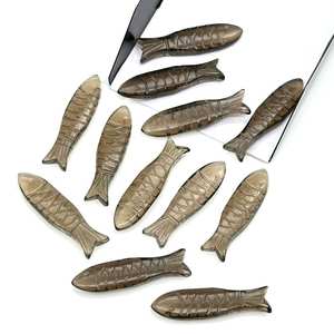 Cuarzo Ahumado Tallado a Mano en Forma de Pez, Gema Briolette, Cristal Suelto de 30x10 MM - Product Image 5