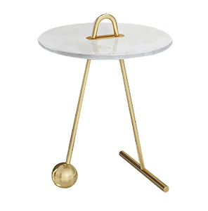 Mesa auxiliar de metal de alta calidad de latón AK con acabado recubierto de polvo con base de madera, mesa estándar de pilar para muebles para el hogar - Product Image 4