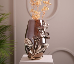 Vase décoratif de luxe en acier inoxydable/laiton doré, design moderne abstrait en spirale, écologique, de haute qualité, pour la maison, le bureau, l'hôtel - Product Image 1