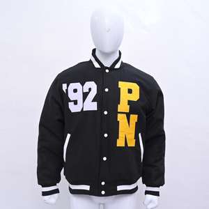 Chaquetas Bomber Universitarias Vintage Personalizadas OEM Unisex de Invierno con Cuello Alto y Parches Bordados Frontales, Transpirables, Estilo Béisbol - Product Image 1