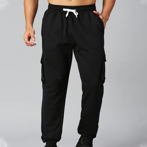 Pantalones de gimnasio de lona ligeros para hombre, chándal informal de algodón apilado con cono de encaje para fitness al aire libre, logotipo personalizado directo de fábrica - Product Image 2