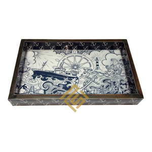 Bandeja para servir de madera de alta calidad con asas de cuerda, último diseño para decoración del hogar, regalo de vacaciones de Navidad, bandeja para servir con tema artístico - Product Image 4