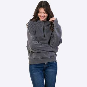 Sudaderas con capucha para mujer, sudaderas desgastadas con lavado ácido, venta al por mayor, personalizadas, de gran tamaño, recortadas en blanco, negras, atléticas - Product Image 4