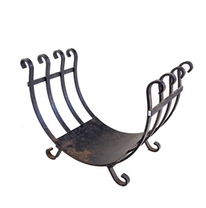 <b>Black</b> Wrought Iron Heavy Duty Logs Bin Holder 2 Layer <b>Fireplace</b> Log Rack Fireside Firewood Holders Lumber Storage Stacking - Product Image 4