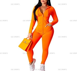 Women 2 Piece Outfits Hoodie Long Sleeve Zip up Jackets and Long <b>Pants</b> Tracksuit Sets High Quality Track Suit with Customization - Product Image 5