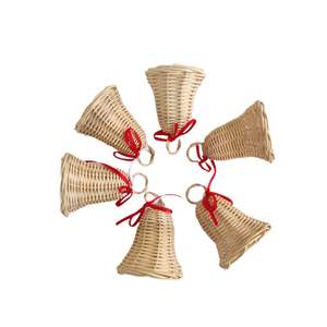 Ornement de cloche en rotin plat tissé à la main pour une décoration de Noël écologique et un accent rustique pour les fêtes - Product Image 3