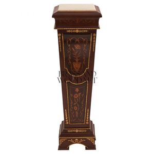 Columna Decorativa de Madera con Incrustaciones Clásicas de Lujo - Product Image 1