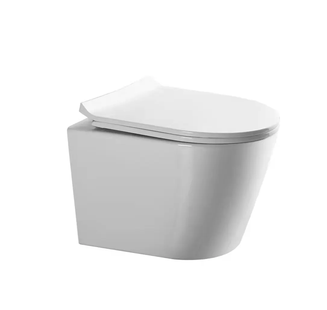White Color Sanitary Ware WC Bathroom Rimless Wall Hung Toilet With Concealed Tank