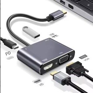 Loại C 4 trong 1 HDTV <span class=keywords><strong>VGA</strong></span> USB C HUB USB 3.0 PD Multiport <span class=keywords><strong>Adapter</strong></span> Dock trạm cho MacBook Pro không khí và máy tính xách tay trong kho - Product Image 1