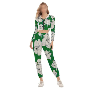 Fully Sublimation <b>Tracksuits</b> For <b>Women</b> With Cropped Hoodies Slim Fit Sweat Pants Training Wear <b>Tracksuit</b> - Product Image 5