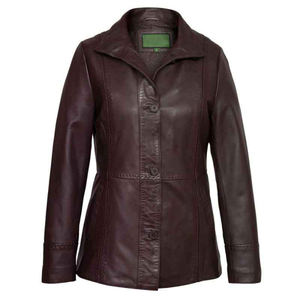 Vente en gros Veste en cuir pour femmes moto zippée personnalisée Manteaux Veste en cuir Vestes en cuir marron pour femmes - Product Image 4