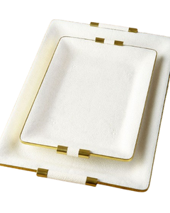 Plateau décoratif moderne en métal avec finition de qualité supérieure, idéal pour la décoration de table, le service et l'exposition. - Product Image 1