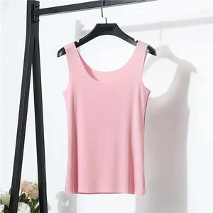 Invisible Seamless Ice Silk Modal Strap <b>Vest</b> <b>Women</b> Summer Thin round Neck Sleeveless Pure Color Base <b>Top</b> Female Fashion - Product Image 2