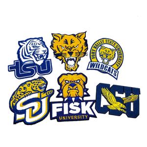 Casquettes à patchs tissés, motifs universitaires Wildcats Bulldog, écologiques, tissage fin, haute définition, couleurs personnalisées, lettres anglaises, cœur - Product Image 3