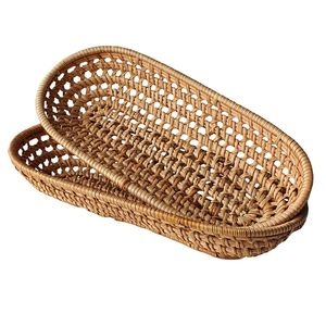Neutral Color Rattan Serving <b>Tray</b> With Round Shape Great For Coastal Decor Minimalist <b>Kitchens</b> And Everyday Entertaining - Product Image 2