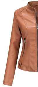 Veste en cuir pour femme de haute qualité, écologique, hiver, cuir luxueux, boutons, fermeture éclair - Product Image 2