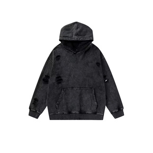 Vente en gros de vêtements de rue à la mode sweat à capuche en détresse à prix bon marché pull à capuche d'hiver délavé à l'acide - Product Image 2